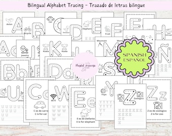 Bilingual alphabet tracing,abc tracing letters, tracing activities, spanish abc tracing,bilingual activity,preschool kindergarten homeschool