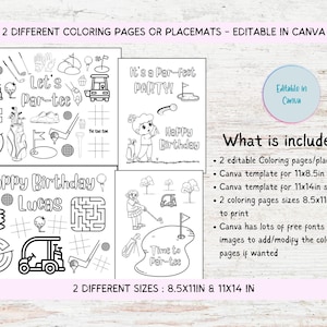 Editable Golf Coloring Pages,Golf Activity Pages,golf Birthday Party,golfer party birthday,Party Games,golf party favor,hole in one, par-tee