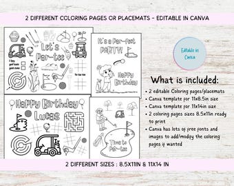 Editable Golf Coloring Pages,Golf Activity Pages,golf Birthday Party,golfer party birthday,Party Games,golf party favor,hole in one, par-tee