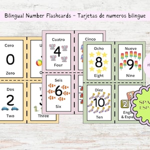 aantal flitskaarten, 123 flitskaarten, tweetalige flitskaarten, cijferkaarten, cijfers en español, thuisonderwijs, cijfers afdrukbaar