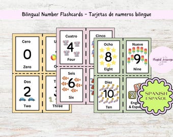 number Flash cards,123 flash cards, bilingual number flash cards,tarjetas de numeros,numeros en español,homeschool,numbers printable
