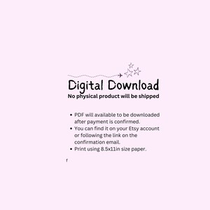 May include: Digital Download text with a plane and stars graphic. No physical product will be shipped. PDF will be available to download after payment is confirmed. You can find it on your Etsy account or following the link on the confirmation email. Print using 8.5x11in size paper.