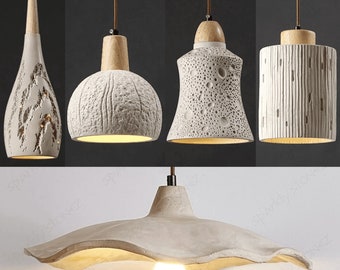 Wabi Sabi Concrete Pendant Lamp, Japandi Minimalist Light, Nordic Pendant Light, Zen Light Fixture, Kitchen Island Light, Unique Design Lamp