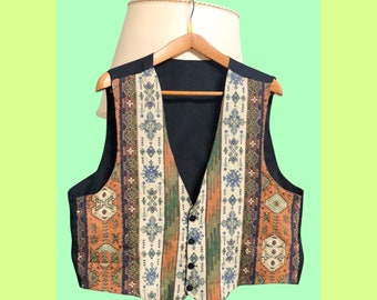 Vintage Multicolor Waistcoat Pattern Woman 90's