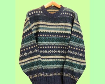 Suéter Vintage Multicolor Unisex 90's Patrón Rayado Colorido