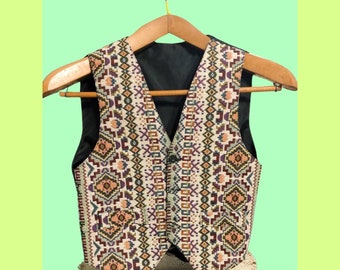 Vintage Multicolor Gilet Pattern Woman 90's