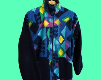 Vintage Multicolor Fantasy Rare Sweater Fleece Unisex 90's Striped Pattern Colorful