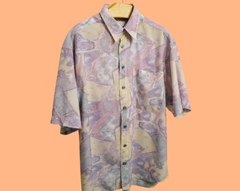 Vintage Multicolor Fantasy Pattern Indie Shirt Unisex 90's Short Sleeves
