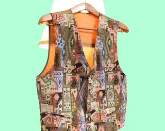 Vintage Multicolor Gilet Pattern Unisex 90's