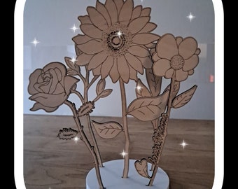 Fleurs en bois / décorations en bois / artisanat avec des fleurs en bois