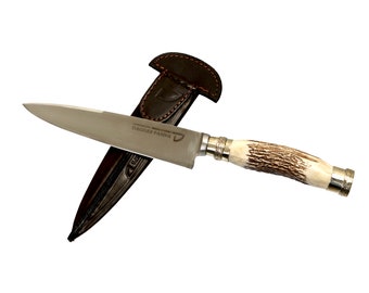 Stainless Steel 440 Knife 5.90" with Deer Antler and Nickel Silver Handle | Dagger Pampa 440 Blade | Custom Knife