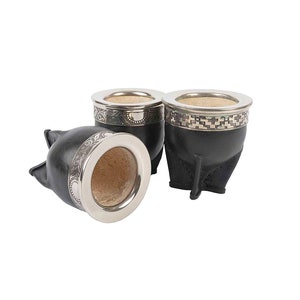Cabaça Imperial Argentina Mate com Virola de Níquel Prata | Forrado em couro | Companheiro personalizado