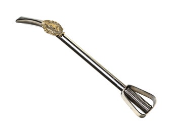 Nickel Silver Mate Straw with Argentine Escutcheon | For Drinking Mate Infusion | Mate Accessories