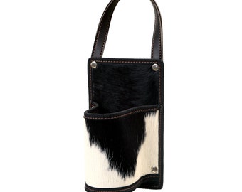 Argentine Car Holder for Mate Model for Mate With Fur | Handmade Leather Handbag | Cowhide Matera
