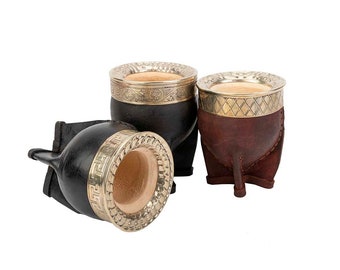 Argentine Imperial Mate Gourd with Chiselled Nickel Silver Ferrule | Leather Lined | Custom Mate