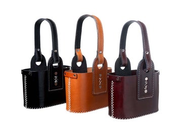 Argentine Mate Bag Santafesina Model for Vacuum Bottle and Mate | Handmade Leather Handbag