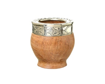 Argentine Wooden Imperial Mate with Chiselled Nickel Silver Ferrule | Carob Wood | Custom Mate