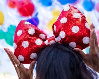 Disney Big Bow Minnie Mouse Headband Sequin