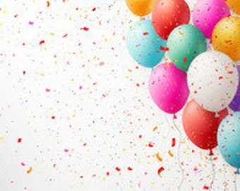 Grafisch met ballonnen, bijvoorbeeld voor een verjaardag.
