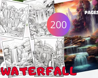 200 Enchanted Waterfalls Coloring Book - 200 Pages of Relaxation and Natural Wonders for Adults and Children Nature Coloring Book, pdf