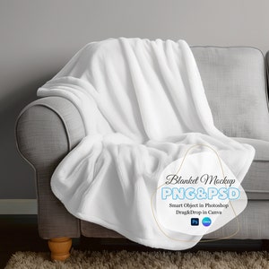 Blanket Mockup, Canva Drag and Drop, Light and dark versions PNG, Mock up, Transparent Blank Mock- up, Velveteen Plush Minky Fleece Blanket