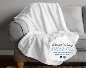 Blanket Mockup, Canva Drag and Drop, Light and dark versions PNG, Mock up, Transparent Blank Mock- up, Velveteen Plush Minky Fleece Blanket