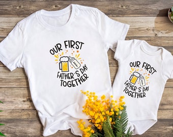 Le nostre prime camicie per la festa del papà insieme, camicie abbinate per papà e figlia, regalo per la festa del papà, divertente maglietta abbinata per papà e bambino, regalo per la nascita del papà