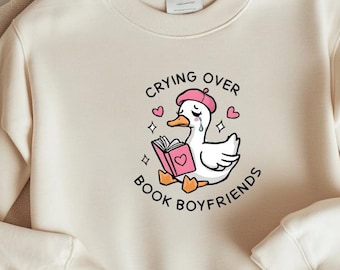 Sudadera de ganso, jersey de ganso para novios que lloran por libros, camiseta para amantes de los libros, camiseta de ganso linda, camiseta de meme estético, sudadera divertida de ganso