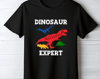 Camiseta de dinosaurio, camiseta personalizada de experto en dinosaurios, regalo de cumpleaños de dinosaurio, regalo de Navidad, camiseta de experto en dinosaurios