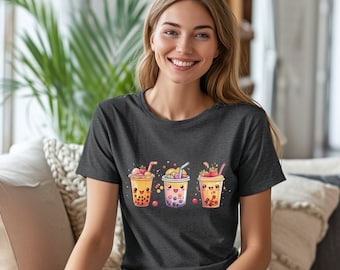 T-shirt Bubble Tea, Camicia da tè Boba, Kawaii Bubble Tea, Regalo per gli amanti del tè, Tè a bolle carino, Camicia da tè divertente, Camicia da tè a bolle per bambini