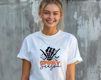 Spooky Season Shirt, Spooky Halloween Tshirt, Halloween Gift, Trick or Treat Tee, Halloween Skeleton Hand Spooky Season T-shirt