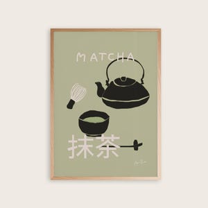 Pôster de Matcha, Pôster de Café, Estampa de Chá Japonês, Estampa de Matcha Latte, Pôster de Café, Pôster de Café Retrô, Arte de Parede de Cozinha, Pôster Japonês