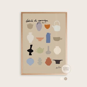 Póster de jarrones pequeños de colores abstractos | Jarrones de formas coloridas en estilo de exposición moderno | Arte de decoración del hogar para sala de estar, cocina, estudio