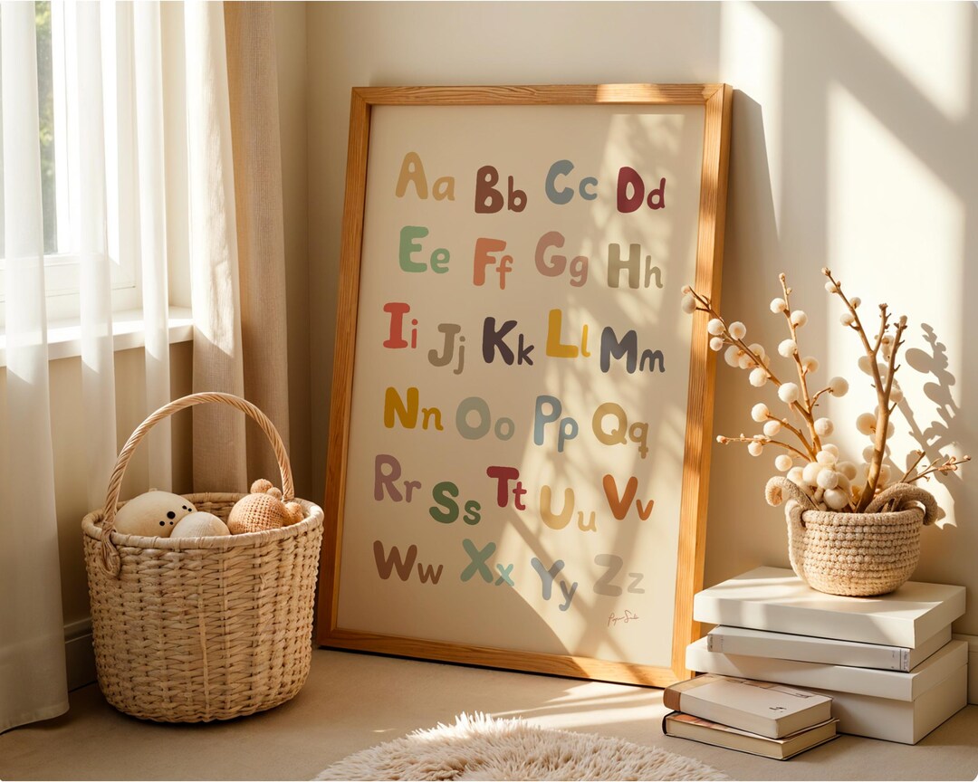Montessori Alphabet Wall Art Print - Nursery ABC Poster, Educational ...