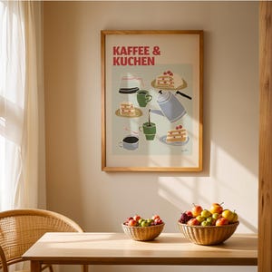 Kaffee & Kuchen Wall Art Print, Modern Kitchen Coffee Poster, Scandinavian Café Illustration image 7