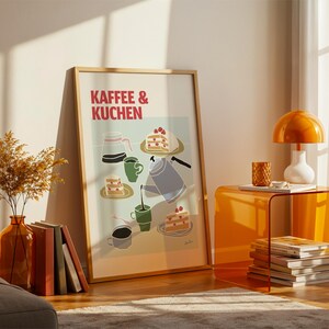 Kaffee & Kuchen Wall Art Print, Modern Kitchen Coffee Poster, Scandinavian Café Illustration image 6