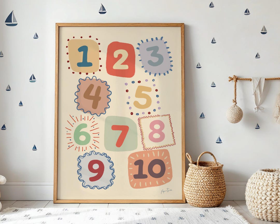 Kids Numbers 1-10 Wall Art Print | Montessori Nursery Decor ...