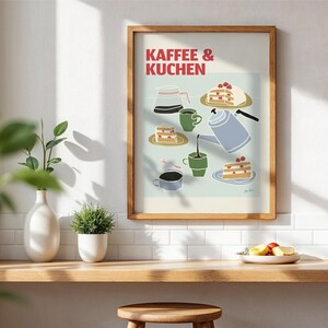 Kaffee & Kuchen Wall Art Print, Modern Kitchen Coffee Poster, Scandinavian Café Illustration image 9