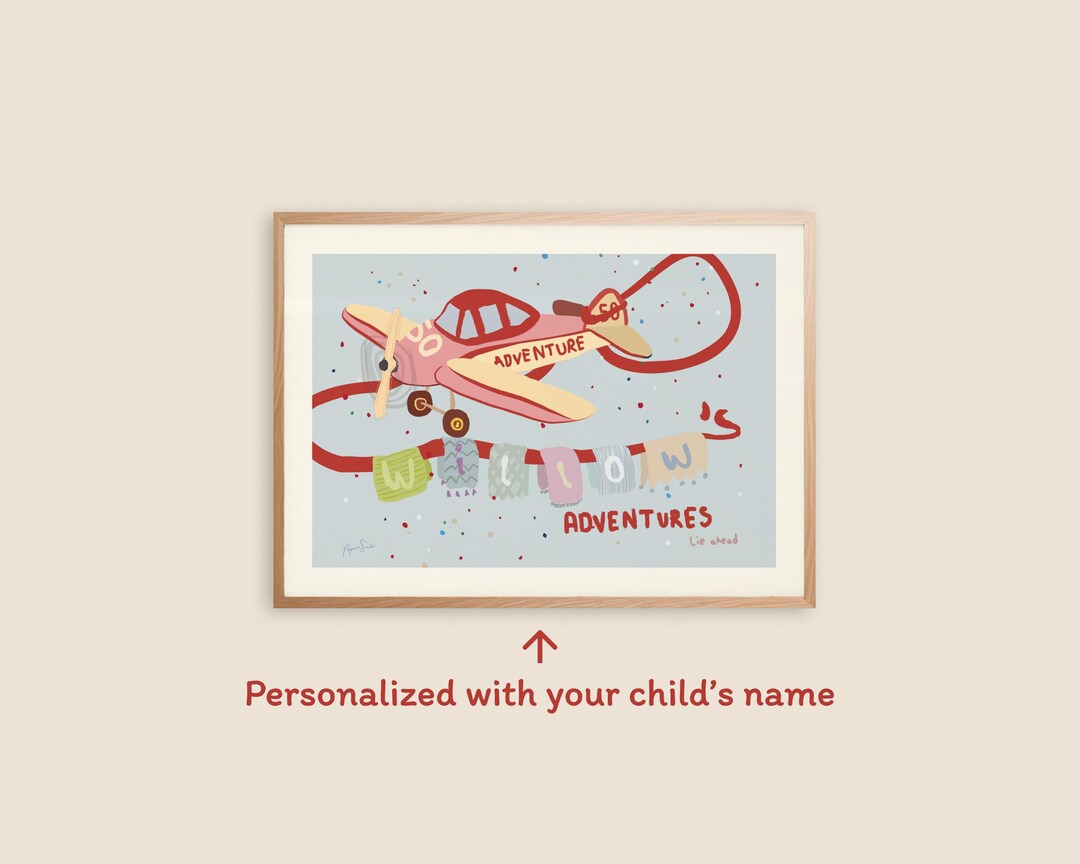 Personalized Nursery Wall Art | Custom Name Airplane Print | Kids ...