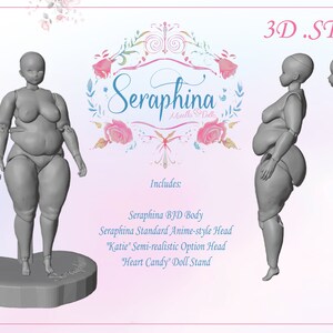 Seraphina - Modelo BJD 3D de gran tamaño con soporte, archivos STL para impresión 3D
