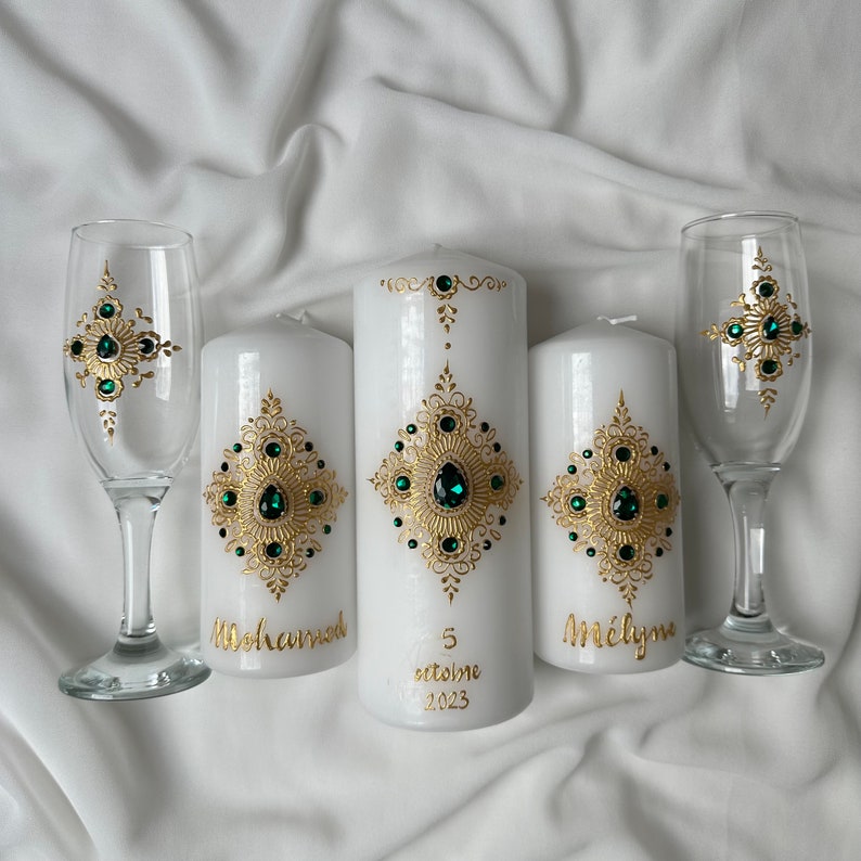 Assiettes Et Bougies Mehndi - Thème Mariage - Fait Main UK - Neuf