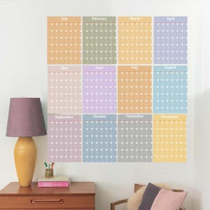 Pastel Colorful Monthly Planner | Large Calendar 2025 2026 | Fall Autumn Undated Wall Planner | 12-Page Printable Planner | Back to School