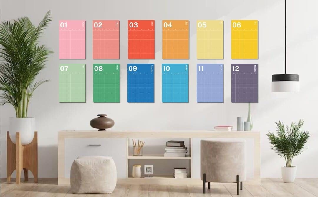 Rainbow Spectrum Undated Calendar - Vibrant 12-Page Large Printable Planner | Back to School, Uni, Office, Homeschool, Wall Planner Poster