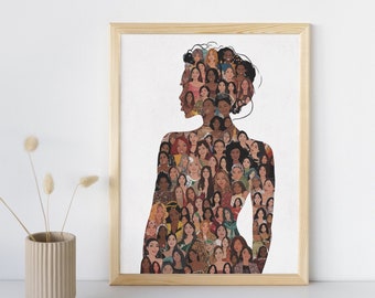 Multicultural Women Silhouette Art Print: Diversity Illustration (Digital Download)