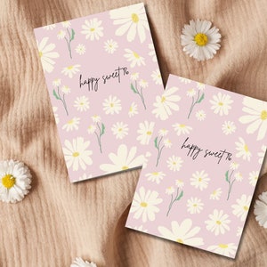 Carte Sweet 16, Sweet 16 Birthday Card, Pink, Flower Sweet 16 Card, cartes de joyeux anniversaire, cartes de joyeux 16 ans, cartes de 16e anniversaire