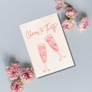 Carte du 30e anniversaire, Bravo à 30 ans, coupe de champagne, carte du 30e anniversaire, message personnalisé à l'intérieur, cartes de voeux du 30e anniversaire