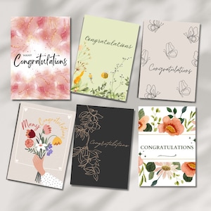 Congratulations Blank Cards Set of Six, Congratulations Blank Cards Pack of Six