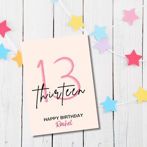 Carte d'anniversaire d'adolescent personnalisable, carte d'anniversaire d'adolescent garçon/fille, carte d'anniversaire d'adolescent, carte de 13e anniversaire.