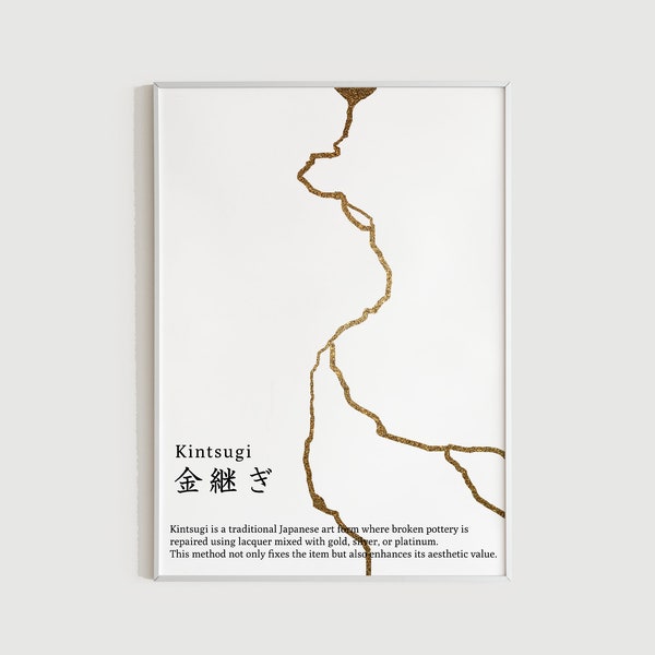 Kintsugi Definition Print - Japan Printable Wall ART | Quote Print typography print | Lightning bolt | Japanese Poster | Instant Download