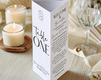 Wedding Trifold Table Number, Minimalist Wedding Table Numbers, Wedding Tri-Fold Thank You Card, Triangle Table Stand, Trifold Table Number
